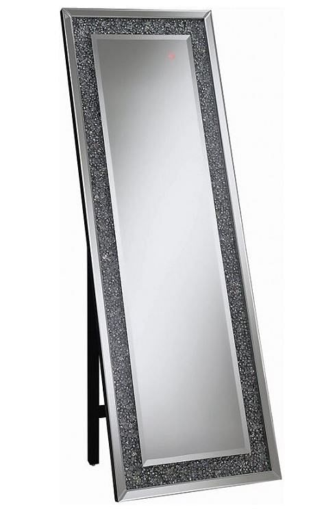 Carisi Rectangular Standing Mirror with LED Lighting Silver